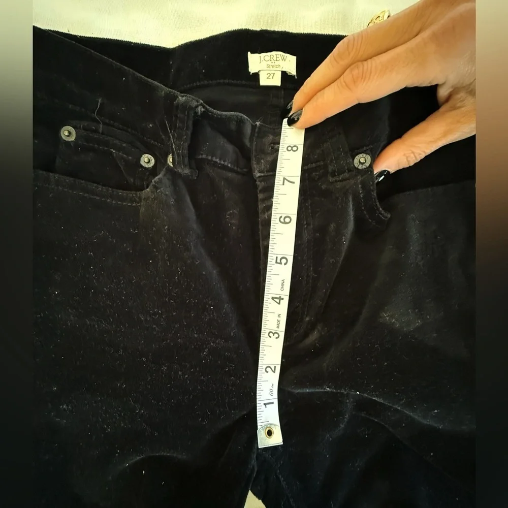 J.Crew Black Velvet Low Rise Pants Size 27 Stretch Cotton slim fit skinny